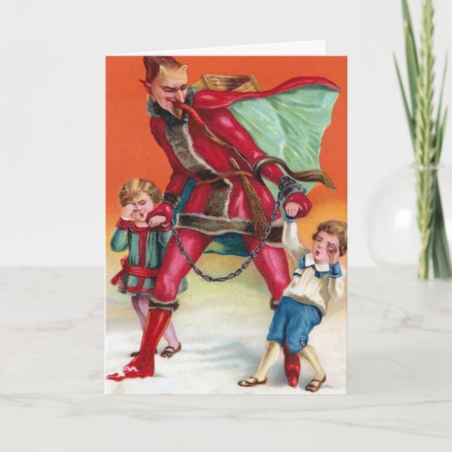 Tarjeta de Navidades de Vintage Victorian Krampus (Anverso)