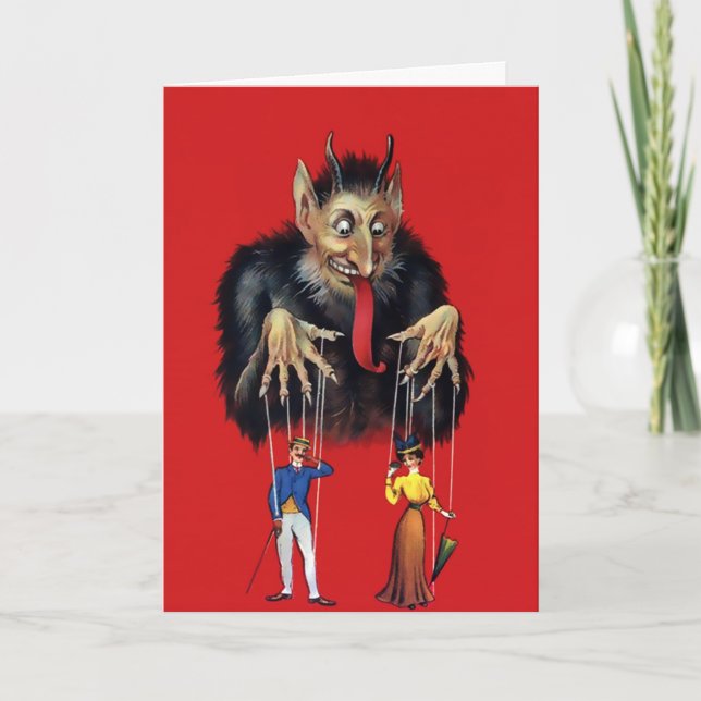 Tarjeta de Navidades de Vintage Victorian Krampus (Anverso)