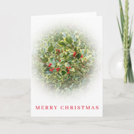 Tarjeta de Navidades de vista de arbustos holly