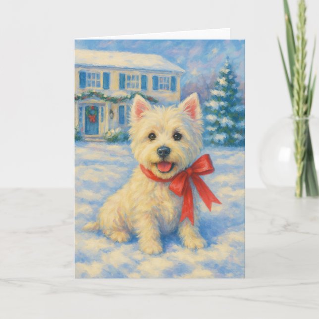Tarjeta de Navidades de West Highland Terrier (Anverso)