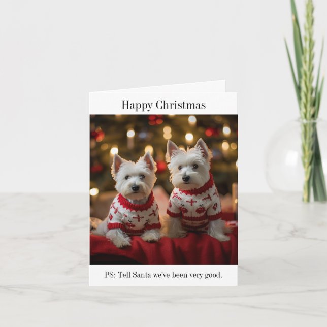 Tarjeta de Navidades de West Highland Terriers (Anverso)