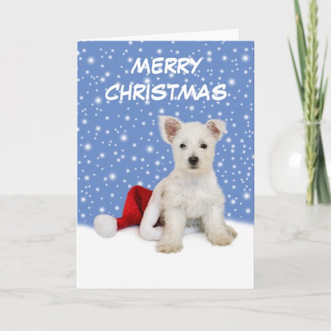 Tarjeta de Navidades de Westie Pup (Anverso)