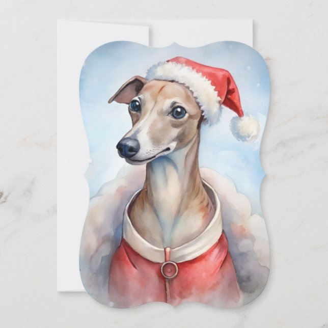 Tarjeta de Navidades de Whippet (Anverso)