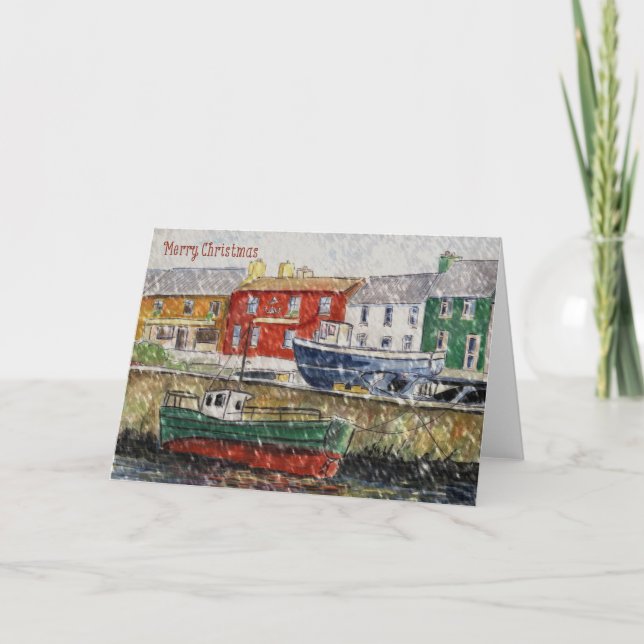 Tarjeta de Navidades de Winter Harbor (Anverso)