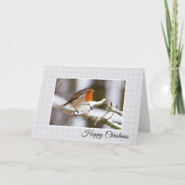 Tarjeta de Navidades de Winter Robin Happy
