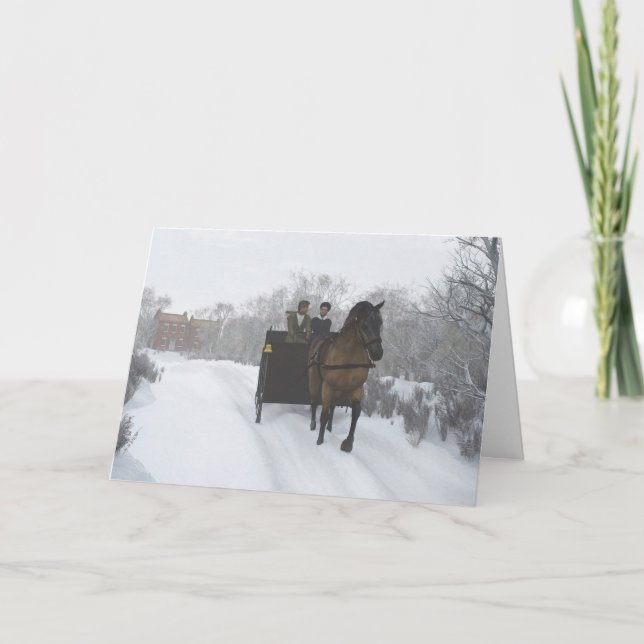 Tarjeta de Navidades de Winter Sleigh Ride (Anverso)