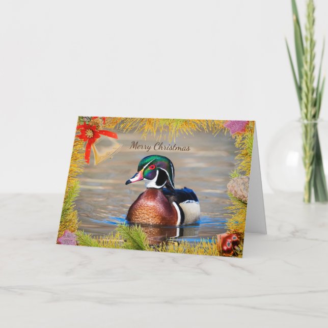 Tarjeta de Navidades de Wood Duck Drake (Anverso)