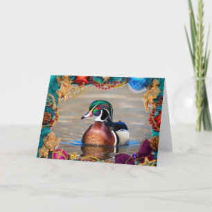 Tarjeta de Navidades de Wood Duck Drake