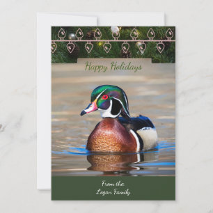 Tarjeta de Navidades de Wood Duck Drake