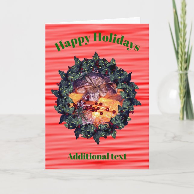 Tarjeta de Navidades de Wreath de Holly Berry con  (Anverso)