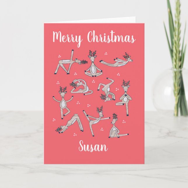 Tarjeta de Navidades de yoga personalizada (Anverso)
