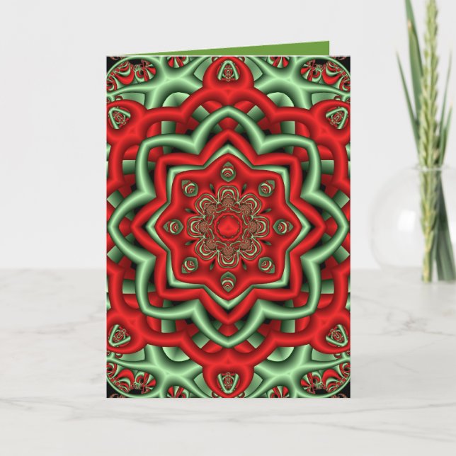 Tarjeta de Navidades decorativos con flor de fanta (Anverso)