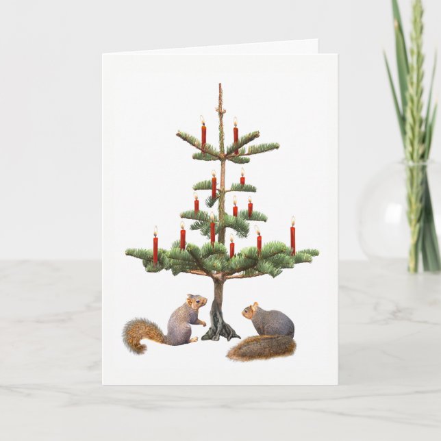 Tarjeta de Navidades del árbol de las velas rojas  (Anverso)