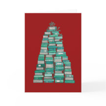 Tarjeta de Navidades del árbol del libro: fondo ro