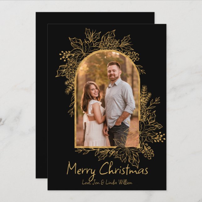 Tarjeta de Navidades del Arco de Foliage Negro y O (Subido por el creador)