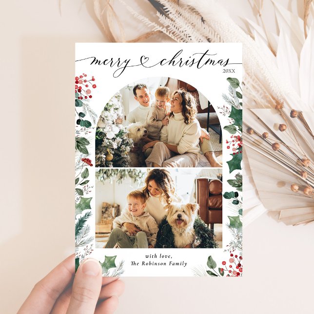 Tarjeta de Navidades del arco fotográfico rojo bri (Subido por el creador)