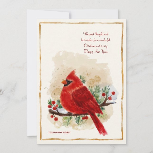 Tarjeta de Navidades del cardenal rojo (Anverso)
