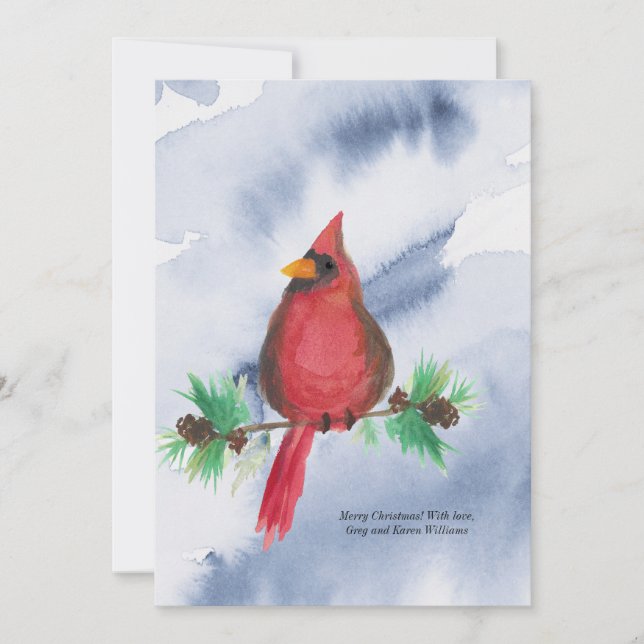 Tarjeta de Navidades del cardenal rojo de color de (Anverso)