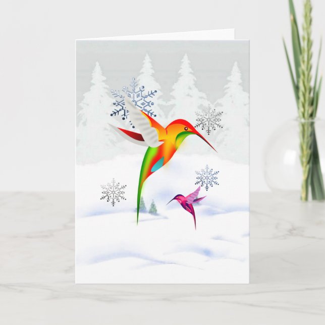 Tarjeta de Navidades del colibrí de vacaciones (Anverso)