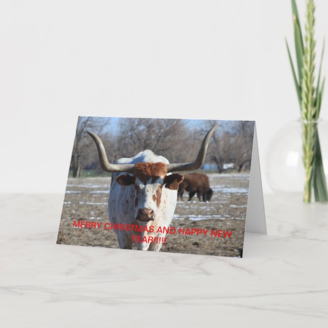 Tarjeta de Navidades del Cuerno Largo para navidad (Anverso)