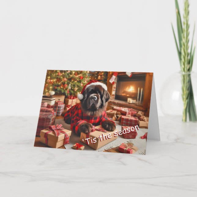 Tarjeta de Navidades del envolvimiento de perros d (Anverso)