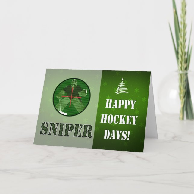 Tarjeta de Navidades del francotirador de hockey s (Anverso)