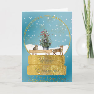 Tarjeta de Navidades del Globe de la Nieve de Oro 