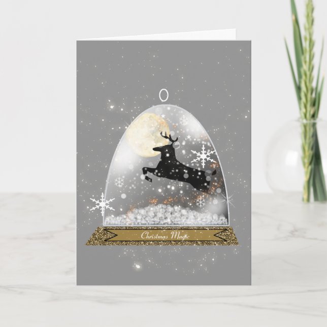 Tarjeta de Navidades del Globe de Nieve a los Reno (Anverso)