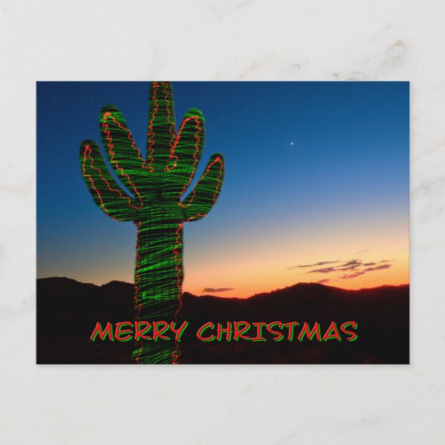 Tarjeta de Navidades del Holiday Saguaro Cactus (Anverso)