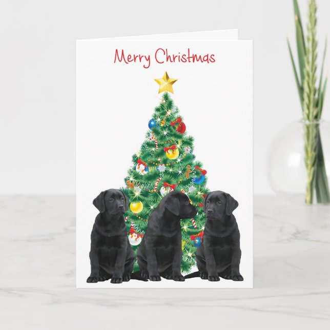Tarjeta de Navidades del labrador negro (Anverso)
