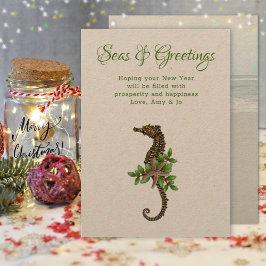 Tarjeta de Navidades del mar Rústico de Caballo de