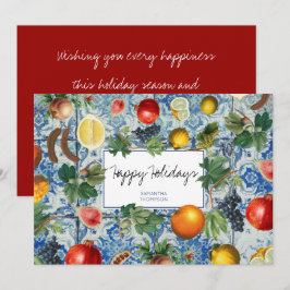Tarjeta de Navidades del Mosaico Azul Fruta Medite