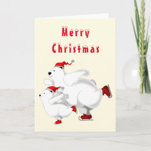 Tarjeta de Navidades del oso de patinaje feliz