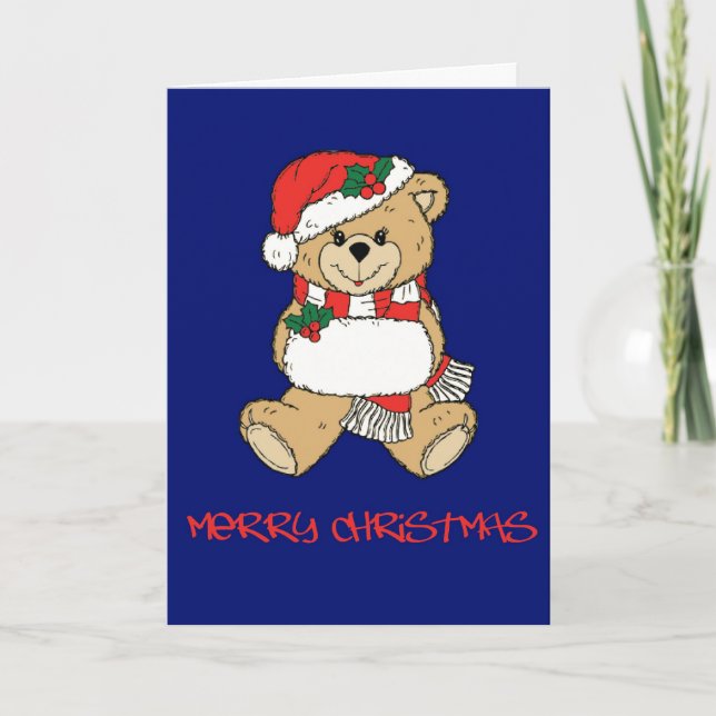 Tarjeta de Navidades del oso de Santa Teddy (Anverso)