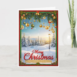 Tarjeta de Navidades del paisaje festivo