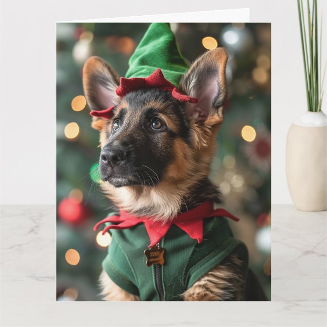 Tarjeta de Navidades del Pastor Elf de Alemania (Anverso)