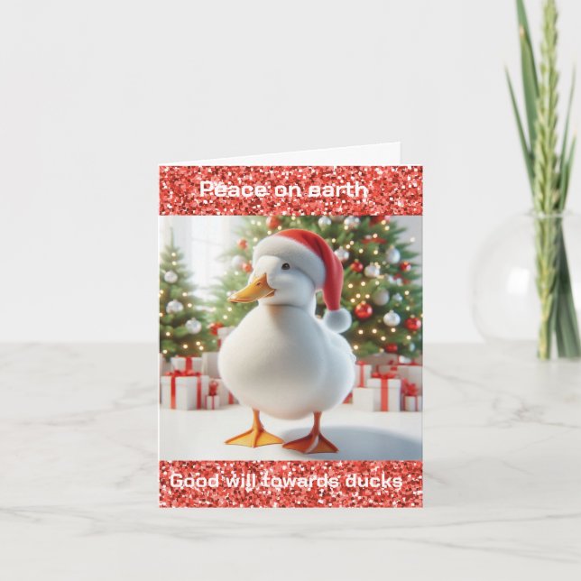 Tarjeta de Navidades del pato de Pekin blanco (Anverso)