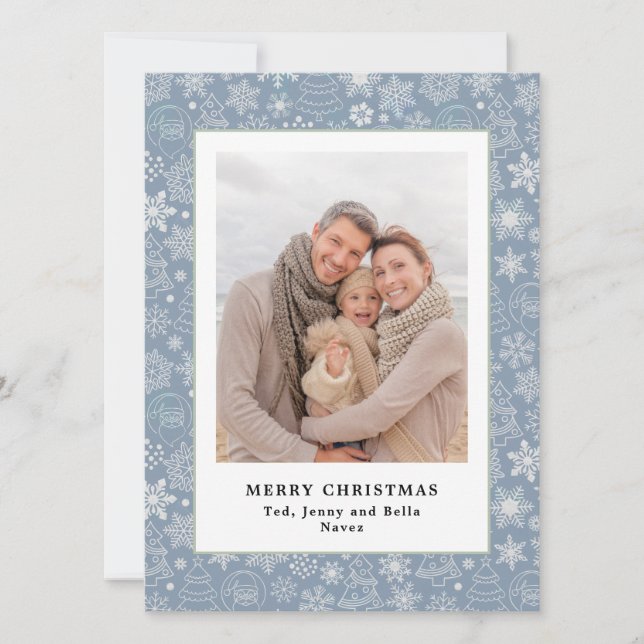 Tarjeta de Navidades del patrón azul turbulento de (Anverso)