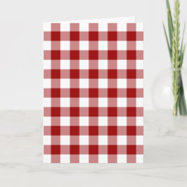 Tarjeta de Navidades del patrón de Gingham rojo y 