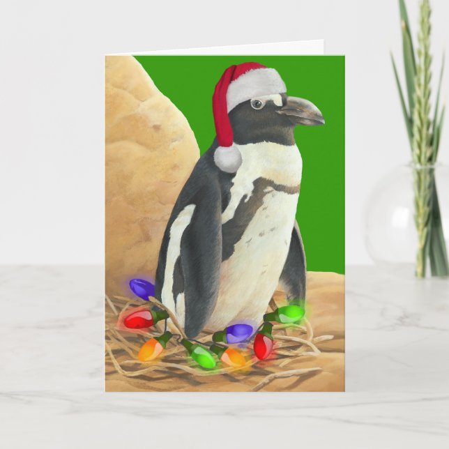 Tarjeta de Navidades del pingüino (Anverso)