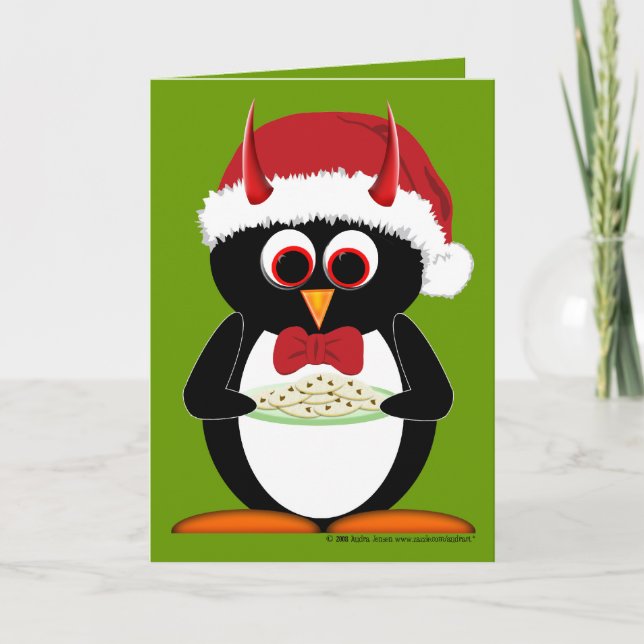 Tarjeta de Navidades del pingüino (Anverso)