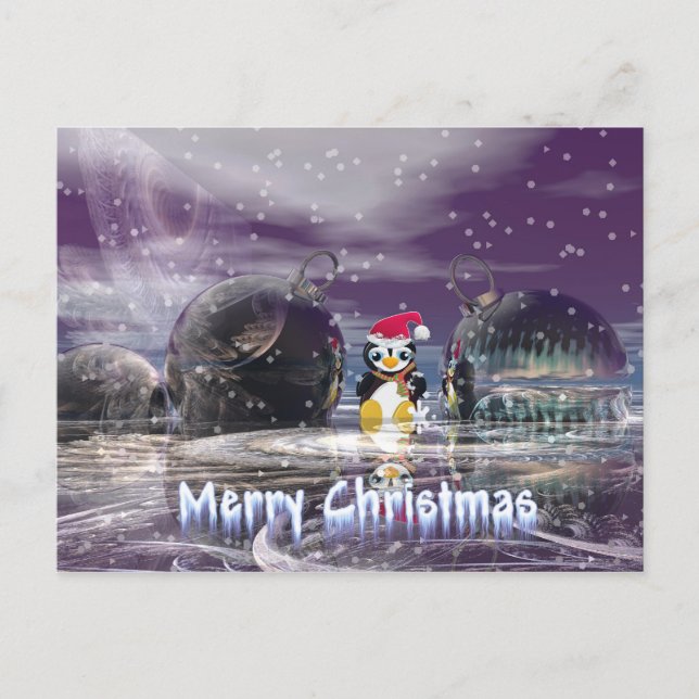 Tarjeta de Navidades del pingüino (Anverso)