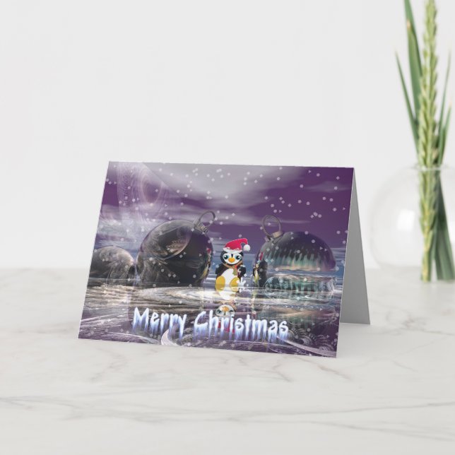 Tarjeta de Navidades del pingüino (Anverso)