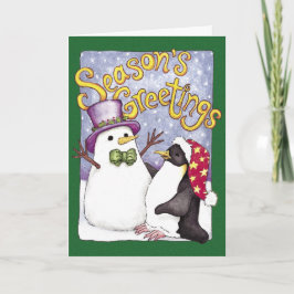 Tarjeta de Navidades del pingüino de nieve