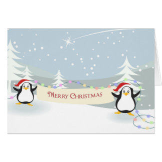 Tarjeta de Navidades del Pingüino Feliz