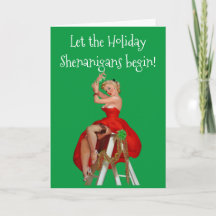Tarjeta de Navidades del Pinup Retro de Navidad