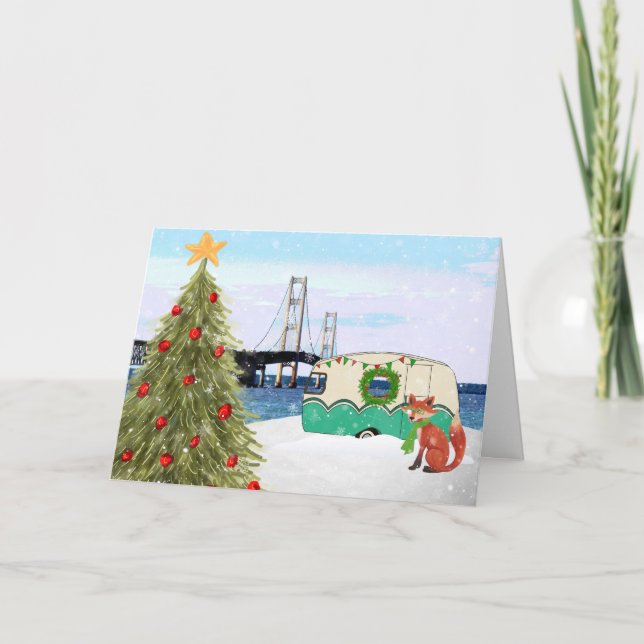 Tarjeta de Navidades del puente Mackinac (Anverso)