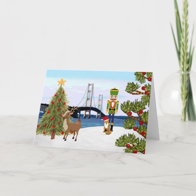 Tarjeta de Navidades del puente Mackinac (Anverso)
