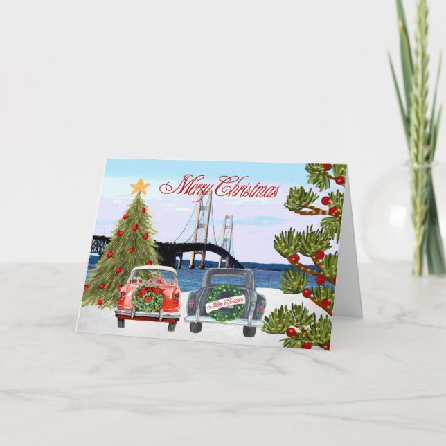 Tarjeta de Navidades del puente Mackinac (Anverso)