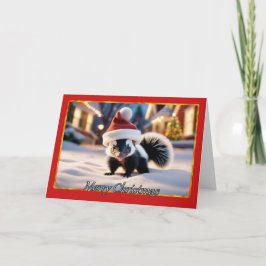 Tarjeta de Navidades del zorrillo navideño scent